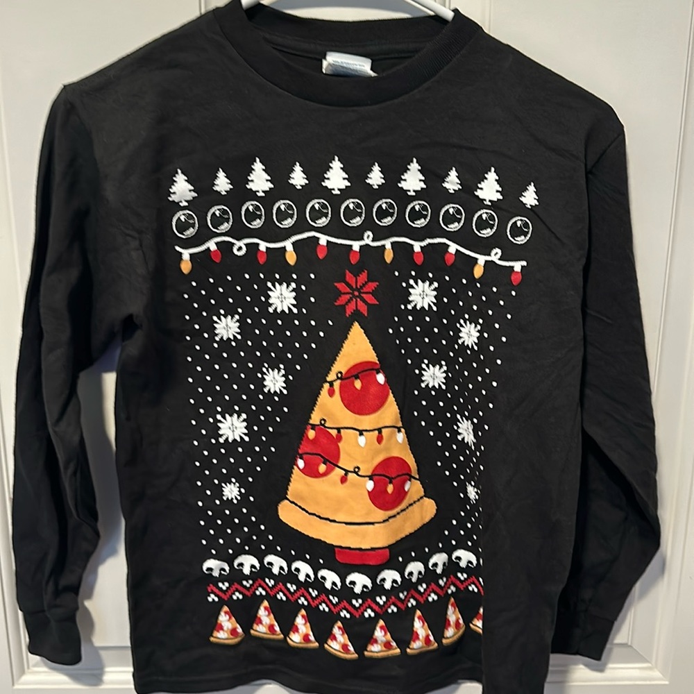 Pizza Christmas Long Sleeve TShirt- Youth small